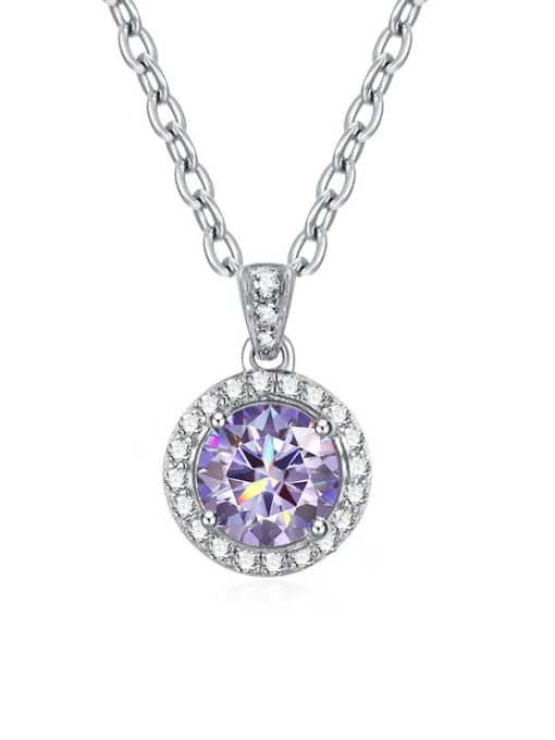 1 carat [light purple Mosan diamond] 925 Sterling Silver Moissanite Geometric Dainty Necklace